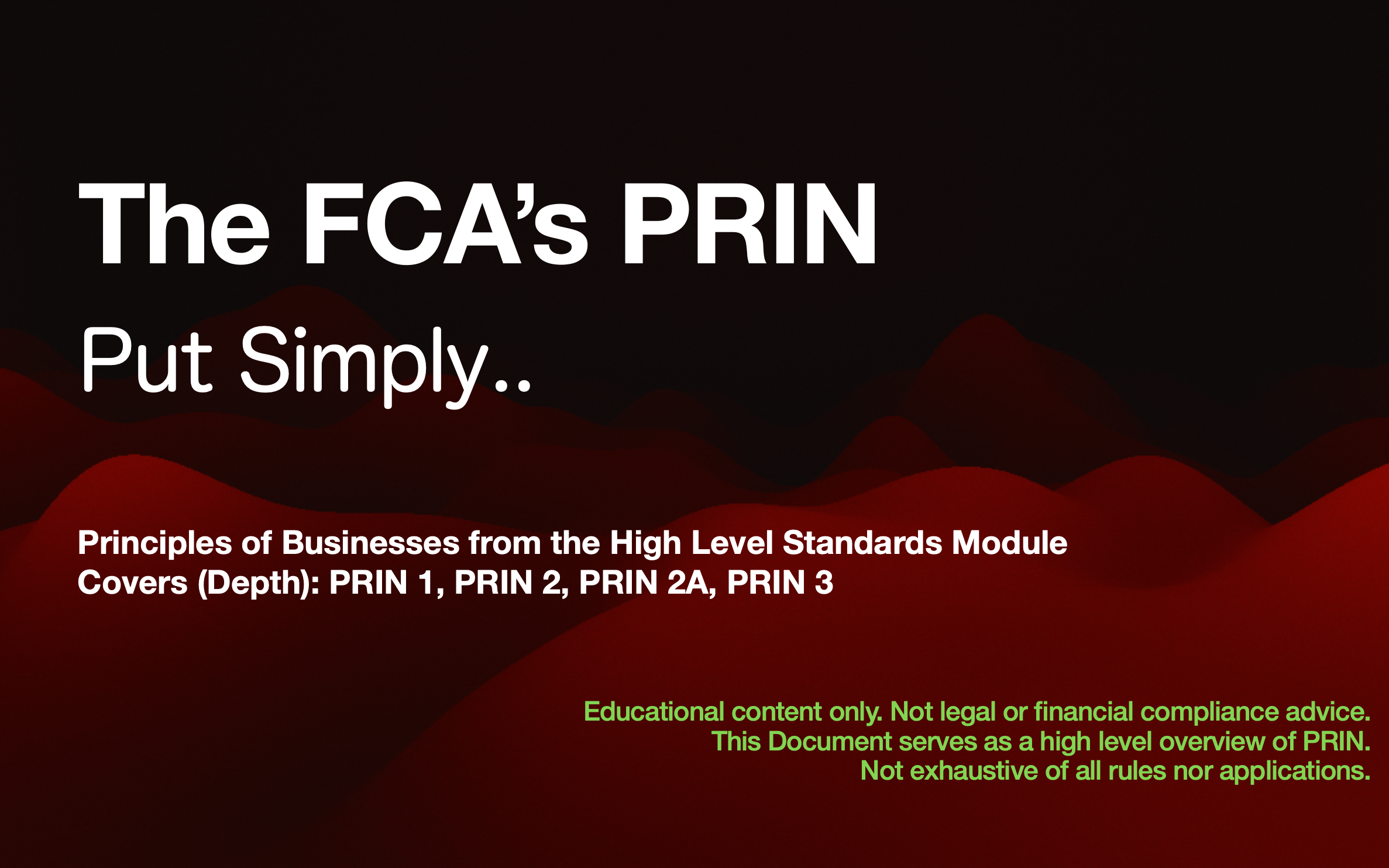 Principles of Businesses - FCA